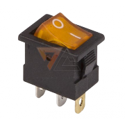 Выключатель клавишный желтый с подсветкой 12V 15A (3c) On-Off Mini (RWB-206-1, SC-768) - 
