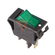 Выключатель клавишный зеленый с подсветкой  250V 15A (3c) On-Off (RWB-413, SC-788) - 