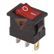 Выключатель клавишный красный с подсветкой 12V 15A (3c) On-Off Mini (RWB-206-1, SC-768) - 