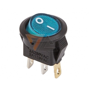 Выключатель клавишный синий круглый с подсветкой 250V 3А (3с) On-Off Micro (RWB-106, SC-214) - 