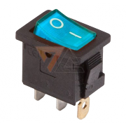 Выключатель клавишный синий с подсветкой 250V 6A (3c) On-Off Mini (RWB-206, SC-768) - 