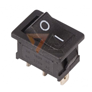 Выключатель клавишный черный б/фикc 250V 6А (3с) On-On Mini (RWB-202, SC-768) - 