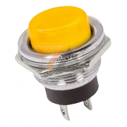 Кнопка круглая металлическая желтая (ON)-OFF, d=16.2 мм - 
