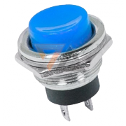Кнопка круглая металлическая синяя (ON)-OFF, d=16.2 мм - 