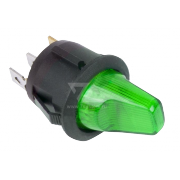 Выключатель SC-214 круглый зеленый с подсветкой 12V 10A - 