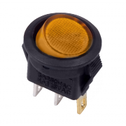 Выключатель клавишный желтый круглый с подсветкой 250V 3А (3с) On-Off Micro (RWB-106, SC-214) - 
