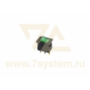 Выключатель клавишный зеленый с подсветкой 12V 15A (3c) On-Off Mini (RWB-206-1, SC-768) - 