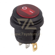 Выключатель клавишный красный круглый с подсветкой и влагозащитой 250V 6А (4с) On-Off - 