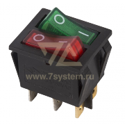 Выключатель клавишный красный/зеленый с подсветкой двойной 250V 15A (6c) On-Off (RWB-511) - 
