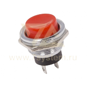 Кнопка круглая металлическая красная (ON)-OFF, d=16.2 мм - 