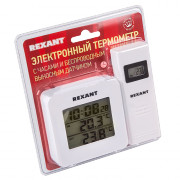 Термометр электронный с часами и беспроводным выносным датчиком Rexant - 