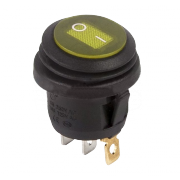 Выключатель клавишный желтый круглый с подсветкой и влагозащитой 250V 6А (3с) On-Off - 
