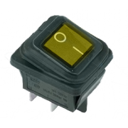 Выключатель клавишный желтый с подсветкой и влагозащитой 250V 15А (4с) On-Off (RWB-507) - 