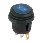 Выключатель клавишный синий круглый с подсветкой и влагозащитой 250V 6А (3с) On-Off - 