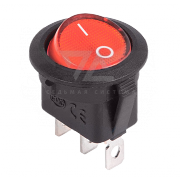 Выключатель клавишный круглый с красной подсветкой LED 12V 20А (3с) On-Off (RWB-214) - 