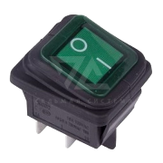 Выключатель клавишный зеленый с подсветкой и влагозащитой 250V 15А (4с) On-Off (RWB-507) - 